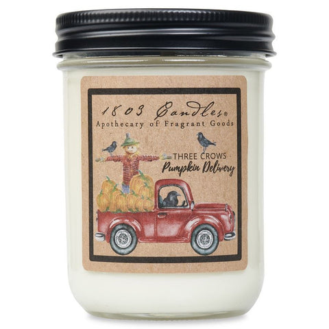 Three Crows Pumpkin Delivery-14oz Jar Candle 1803 Candles