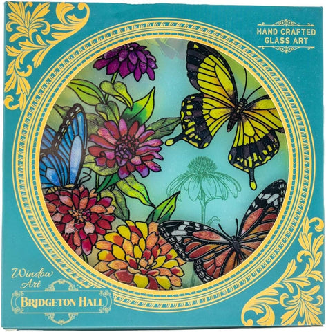 Butterfly Garden Swallowtail - 6.5" Glass Circle Suncatcher Bridgeton Hall