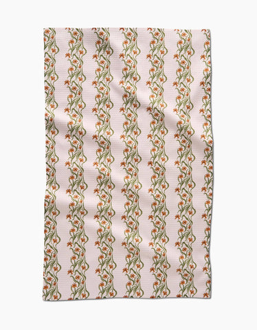 Floral Fall Stripe Tea Towel Geometry