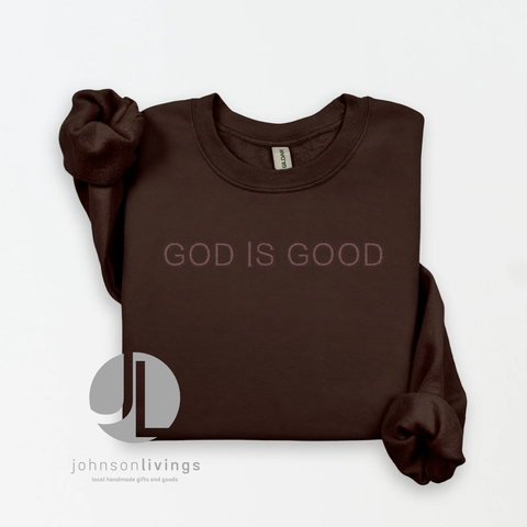 God Is Good Crewneck : Tan / 2XL - Treehouse Gift & Home - Onalaska Wisconsin