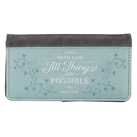 All Things Possible Two-tone Faux Leather Wallet Christian Art Gifts