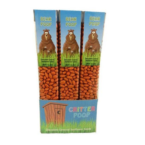 Bear Poop, Orange colored Sunny Seeds in 3 oz tubes Sunflower Food Company