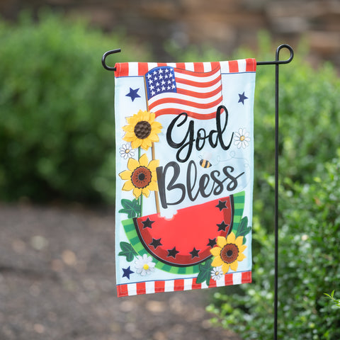 God Bless Patriotic Applique Garden Flag Evergreen Enterprises
