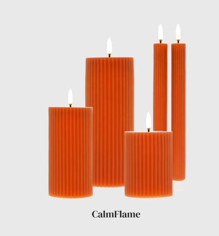 CalmFlame Fall Orange/White Rustic N.F. LED Pillar NOV8