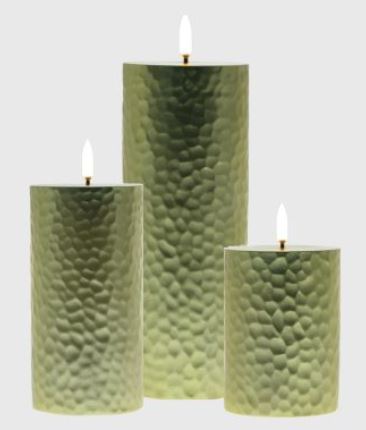 CalmFlame Gold Hammered N.F. LED Pillar NOV8