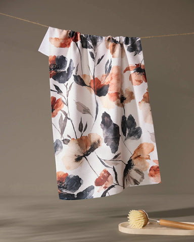 Moody Poppy Tea Towel Geometry