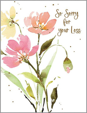 Sympathy Greeting Card - Pink/Orange/Yellow Stems - Treehouse Gift & Home - Onalaska Wisconsin