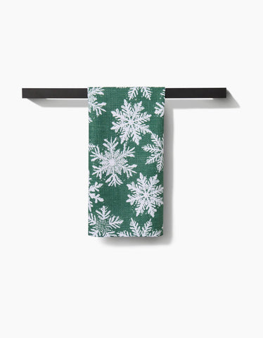 Snowy Days Green Tea Towel Geometry