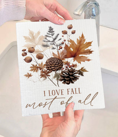 Autumn Love Fall Most of All Swedish Dishcloth Avery Lane Gifts