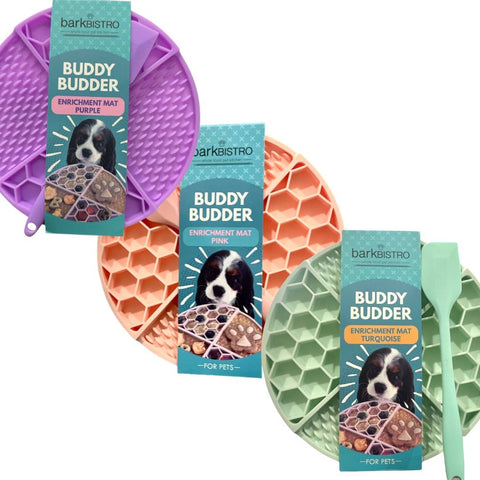 Turquoise  +  Pink Lickmats + Spatula (Purple OOS) Bark Bistro