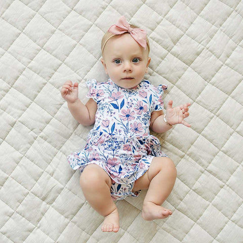 Bodysuit Twirl Dress | Blue Floral: 6-12M Dolly Lana