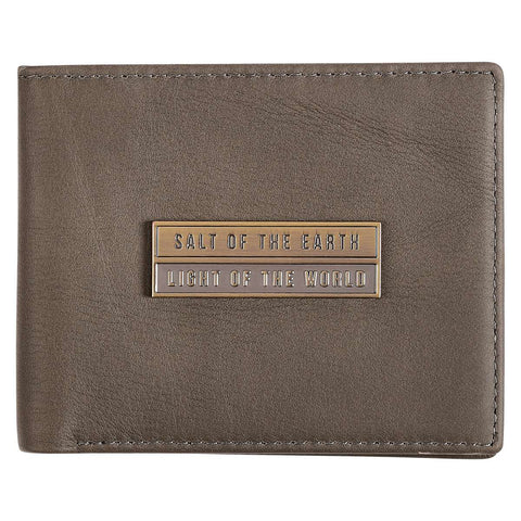 Wallet Leather Gray Salt of the Earth Badge Christian Art Gifts