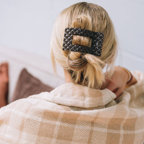 Flat Rectangle Hair Clip | Medium | Truly Taupe Quilted TELETIES
