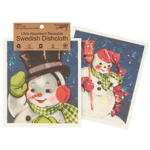 Retro Snowmen Swedish Dishcloth Set Primitives by Kathy