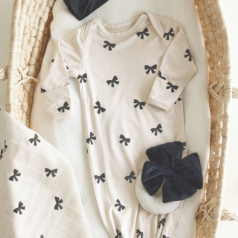 Knotted Gowns - Bows: 95% Viscose from Bamboo, 5% spandex / 0-3mo Stephan Baby by Creative Brands