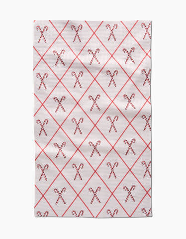 Festive Candy Canes Tea Towel Geometry