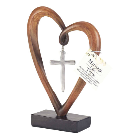 HEART SILVER CROSS TABLETOP FIGURINE Dicksons