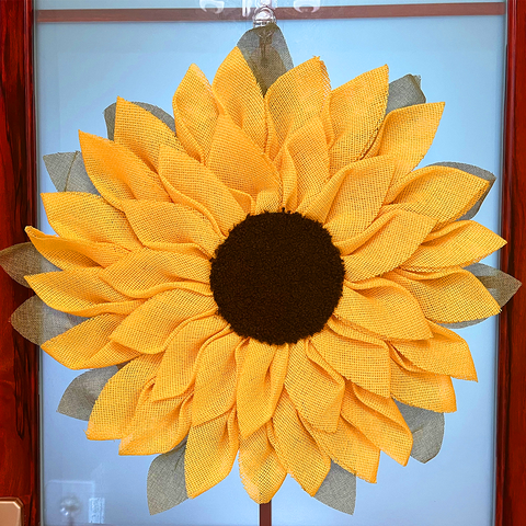 Charming Burlap Sunflower 22" Wreath, Vintage Door Decor OrnamentallyYou