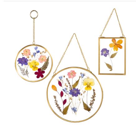 Pressed Flowers Glass Wall Decor, Set of 3 Evergreen Enterprises