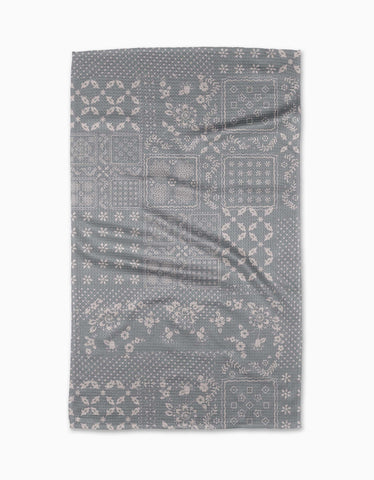 Blossoming Bandanna Grey Tea Towel Geometry