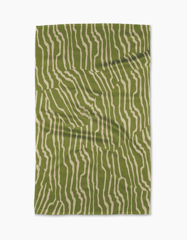 Stripe Funk Grounds Green Tea Towel Geometry