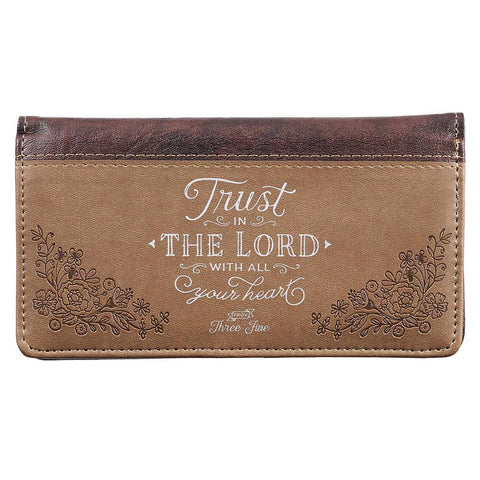 Checkbook Wallet Brown Two-tone Trust In The Lord Prov 3:5-6 Christian Art Gifts