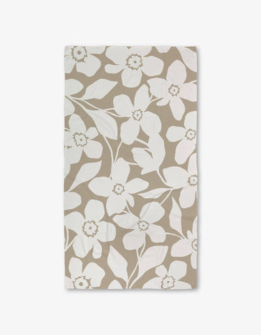 Big Tan Flowers Luxe Bath Towel - Treehouse Gift & Home - Onalaska Wisconsin