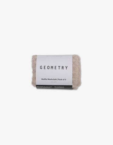 Taupe Waffle Washcloth Set Geometry