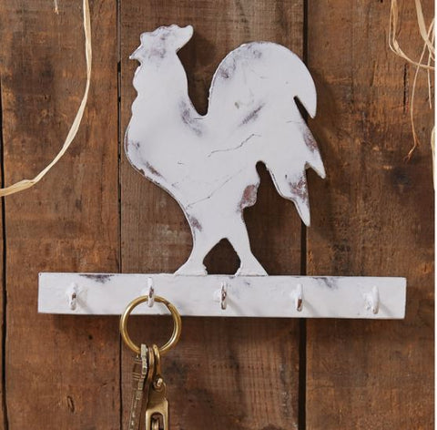 ROOSTER WOOD KEY HOOK DISTRESSED CREAM Park Designs