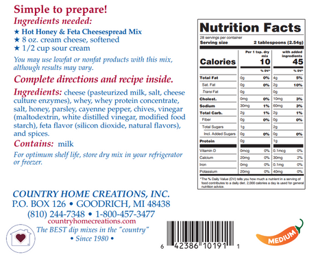 Hot Honey & Feta Cheesespread Mix Country Home Creations