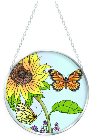 Sunflower Yellow - 4.5" Medium Glass Circle Suncatcher Bridgeton Hall