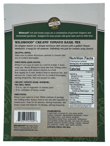 Creamy Tomato Basil Soup w/ Wild Rice Mix Wildwood Specialty Foods