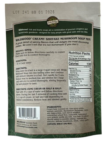 Creamy Shiitake Mushroom Soup w/ Wild Rice Mix Wildwood Specialty Foods