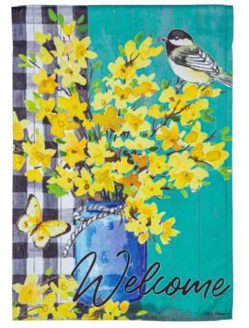 Spring Forsythia Suede Garden Flag Evergreen Enterprises