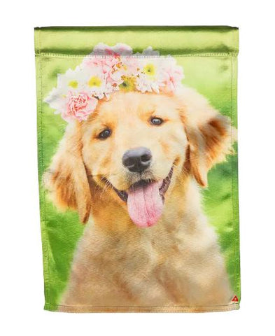 Golden Lab with Flower Crown Lustre Garden Evergreen Enterprises