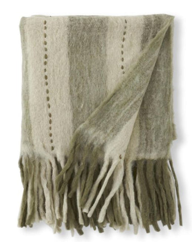 60 Inch Gray & Cream Handloom Woven Striped Throw Blanket w/ Fringe K&K
