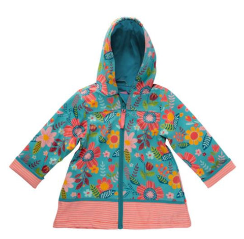 RAINCOATS TURQUOISE FLORAL 3T (S24) Stephen Joseph