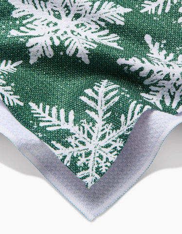 Snowy Days Green Tea Towel Geometry