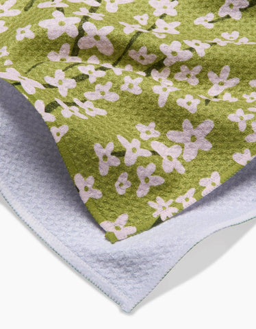 Spring Green Forsythia Tea Towel Geometry