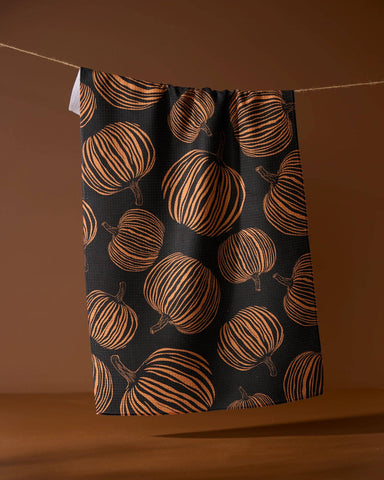 Pumpkin Noir Tea Towel Geometry