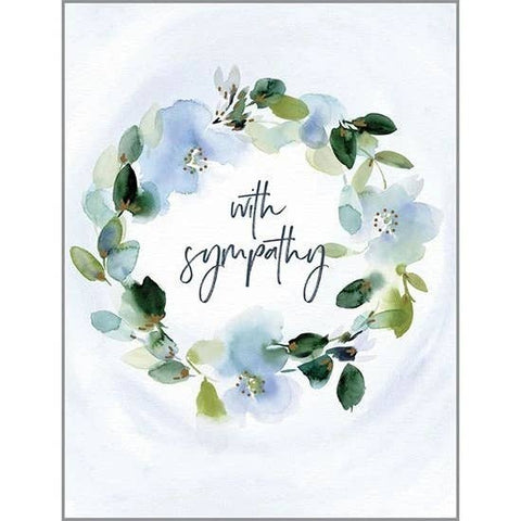 Sympathy Greeting Card - Soft Blue Wreath - Treehouse Gift & Home - Onalaska Wisconsin