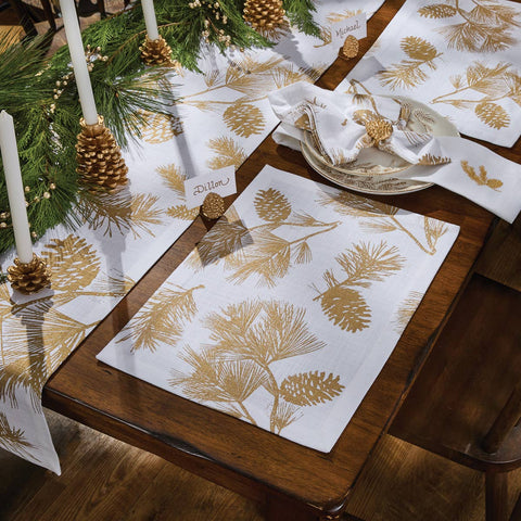 Patricia Heaton Home Gold Pinecone Table Runner  36"L Park Designs