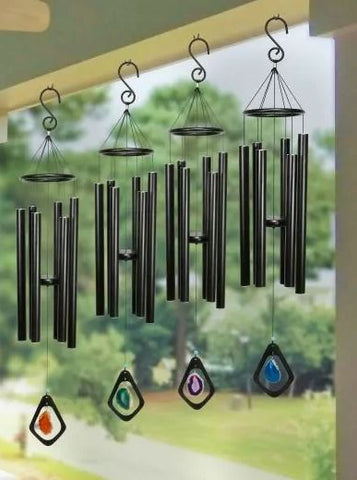 Ebony Tuned Wind Chime with Blue Gemstone Tuned Wind Chimes w/Color Agate-Asst'd Master Alpine