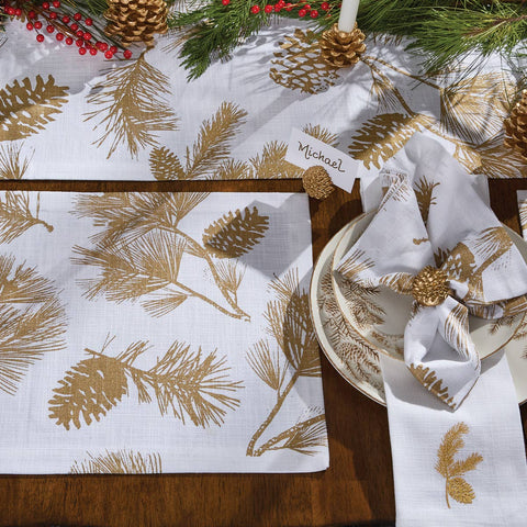 Patricia Heaton Home Gold Pinecone Table Runner  36"L Park Designs
