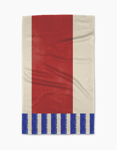 Striped Heart Red Tea Towel Geometry