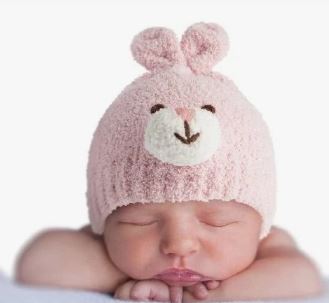 CHENILLE BABY BEANIES PINK BUNNY (F24) Stephen Joseph