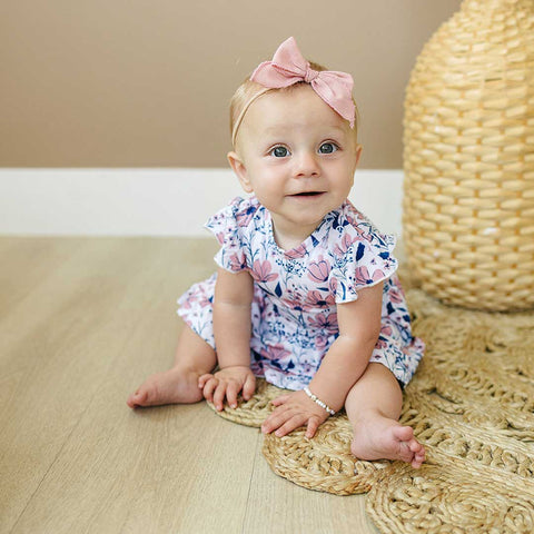 Bodysuit Twirl Dress | Blue Floral: 6-12M Dolly Lana