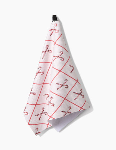 Festive Candy Canes Tea Towel Geometry