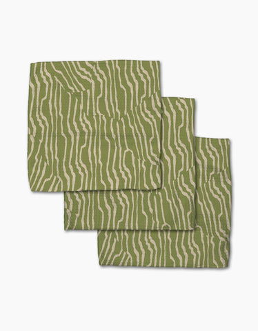 Stripe Funk Grounds Green Dishcloth Set Geometry