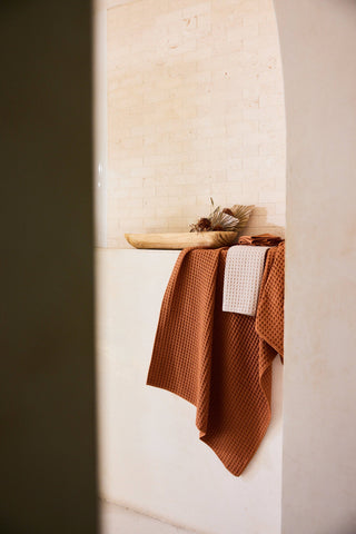 Clay Waffle Hand Towel Geometry